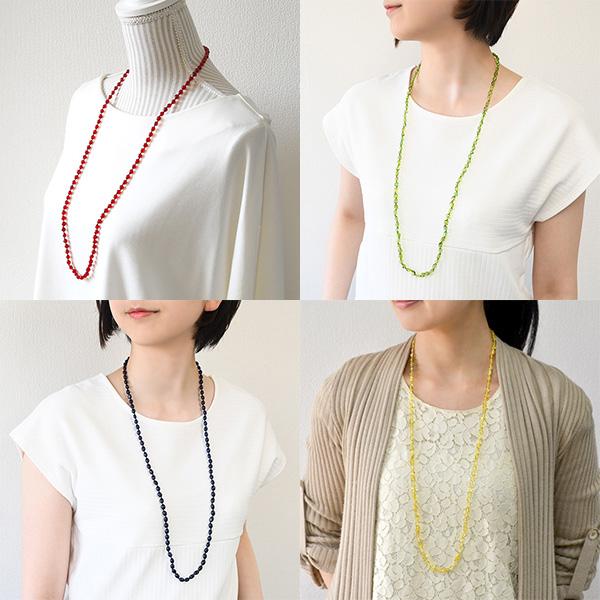 90cm 琥珀 ロングネックレス レッドアンバー グリーンアンバー