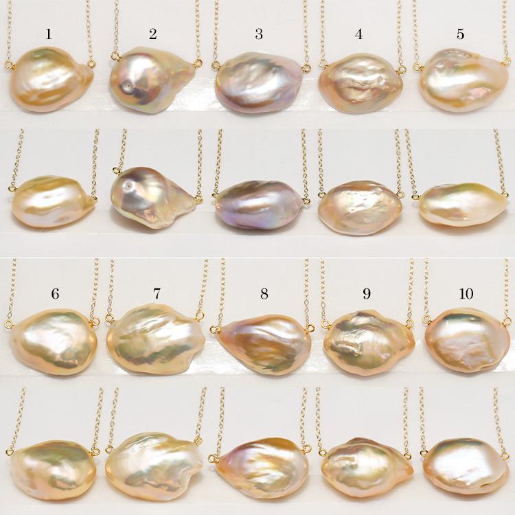 サイズアップ版】特大メタリックバロック淡水真珠K10YGペンダント