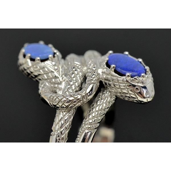 碌山 オパール スネーク リング オパールのブルーが美しい蛇モチーフ