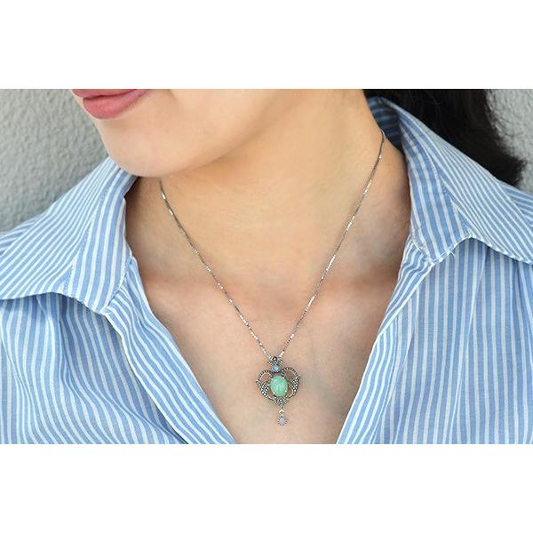 碌山 クリソプレーズ&オパールブローチペンダント RP 403C0113-TY