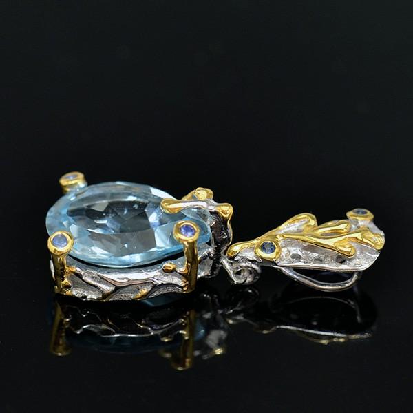 ブルートパーズ＆サファイアペンダントトップ キラキラクリアな爽やか