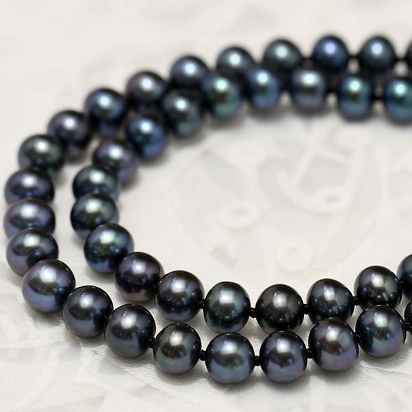 7mm夜色淡水真珠ネックレス シックだけど華のあるミステリアスブラック  