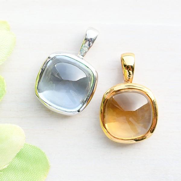 スクエアカボション 選べる天然石 ペンダントトップ ぷるんとキュート