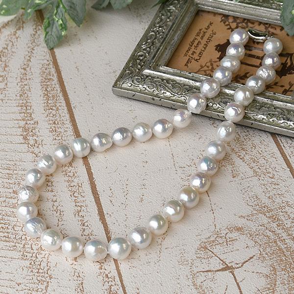 11mm バロック 淡水真珠 ネックレス　てりてり大珠バロック！ バロックパール