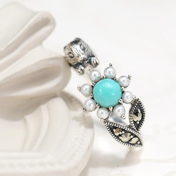 現行37,400円【碌山】オパール・ターコイズ・シードパール ピアス 碌山 ターコイズ＆シードパールピアス/イヤリング シックで