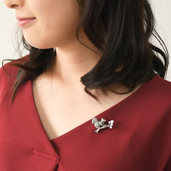 碌山 アメジスト シードパール りす ブローチ 枝をつたうキュートな小