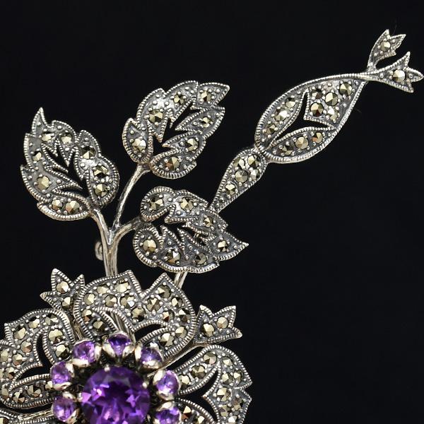 碌山 アメジストフラワーブローチ 圧倒的ゴージャス 高貴な紫の輝き 母