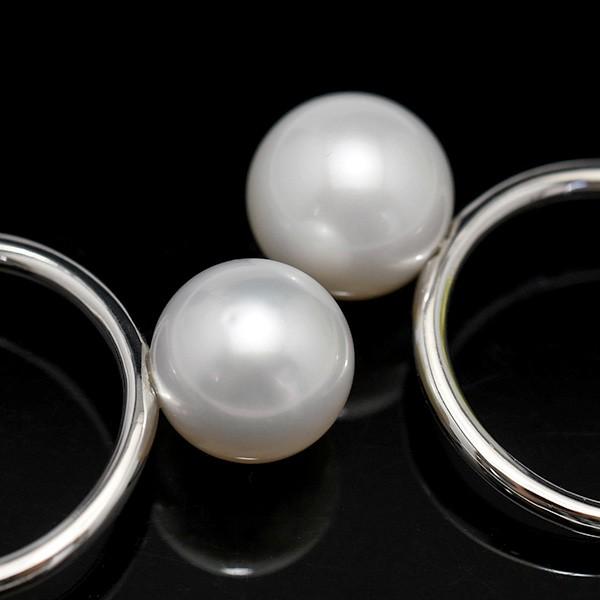 10mm 白蝶真珠 K18WG リング 品格のラウンド南洋パールをスタイリッシュなシンプルデザインで　冠婚葬祭　フォーマルの画像