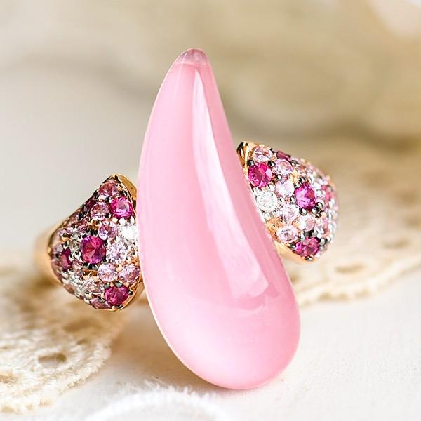ピンククォーツ ピンクサファイア ダイヤモンド リング K18PG　女性らしさたっぷりうるうるピンク 13号 KA04 CON 池袋店オススメ商品