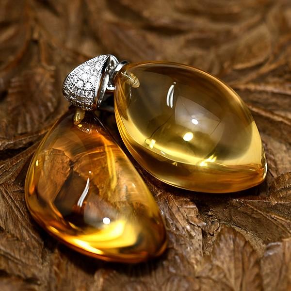 大粒 シトリン ペンダントトップ キャンディのようなうるうるハニー