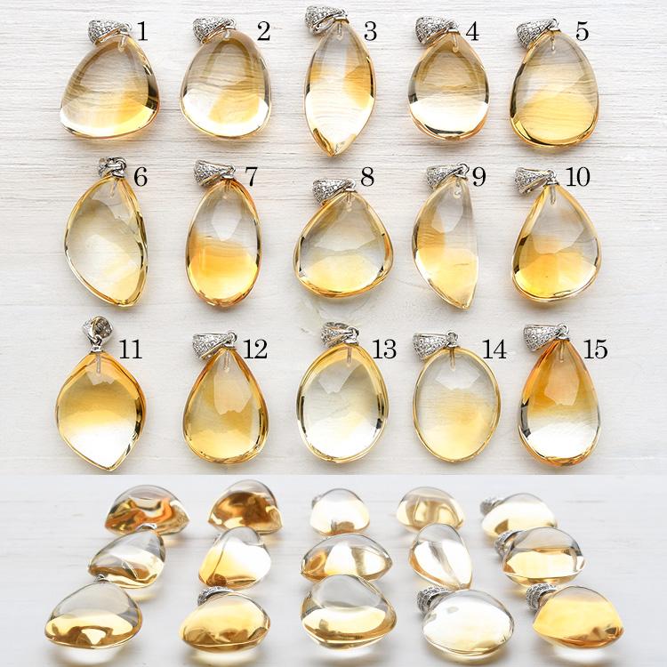 大粒 シトリン ペンダントトップ キャンディのようなうるうるハニー