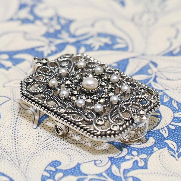 碌山 シードパール マルカジット ブローチペンダント 繊細に品よく