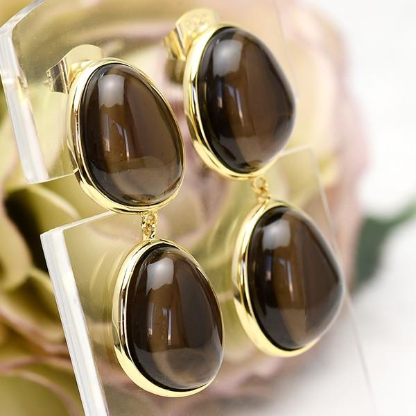 1点作品☆ 宝石質スモーキークォーツピアス　イヤリングに変更可能☺︎ 宝石質スモーキークォーツピアス/イヤリング 約12×12mmクッション