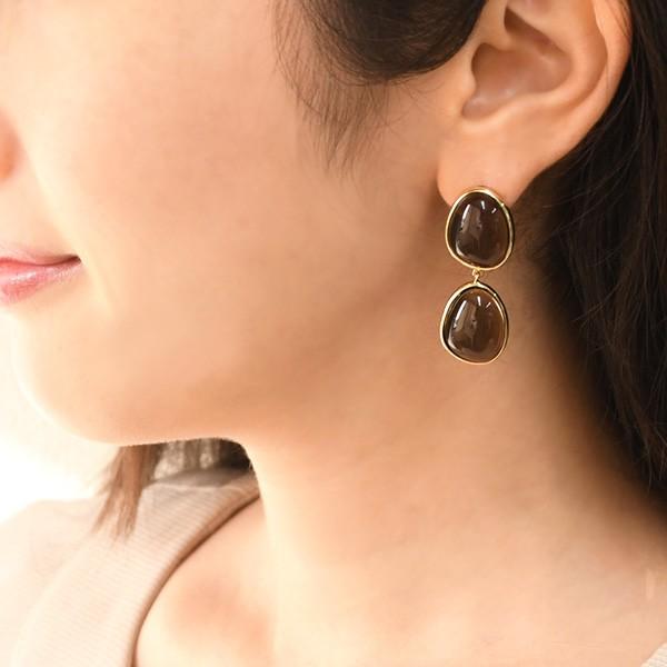 スモーキークォーツ ピアス イヤリング シックで合わせやすいブラウン