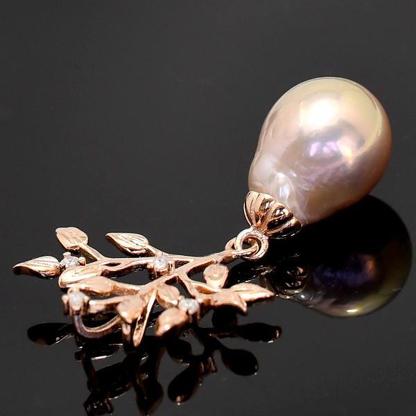 11mm バロック マルチカラー 淡水真珠 リーフ ペンダントトップ