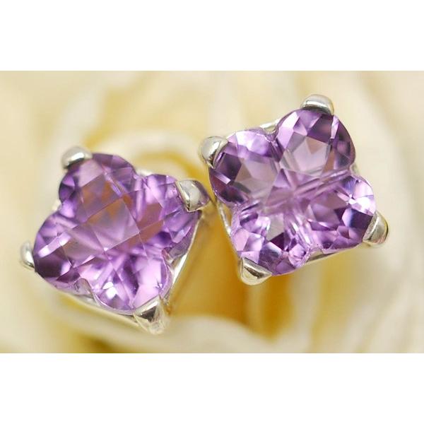 フラワーカット アメジスト イヤリング 透明感がみずみずしい 女性