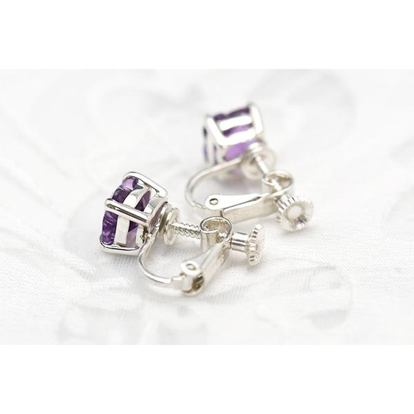 フラワーカット アメジスト イヤリング 透明感がみずみずしい 女性