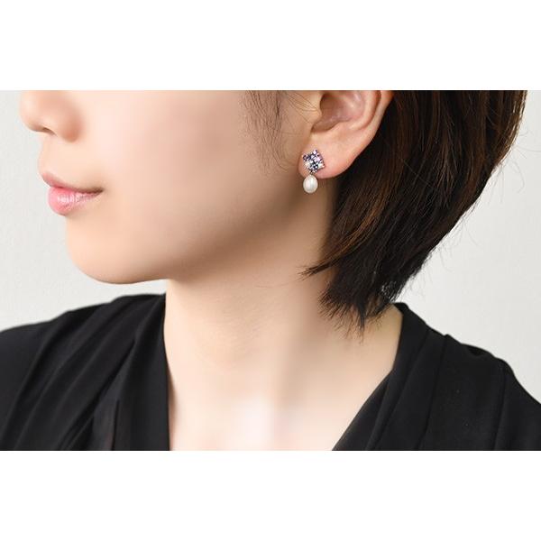 碌山 アメジスト＆淡水真珠ピアス/イヤリング キラキラのアメジストと