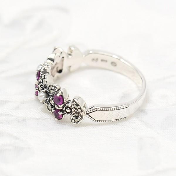 碌山ルビー・シードパール・マルカジットリング シルバー925 碌山 ルビー シードパール マルカジット リング レースのように