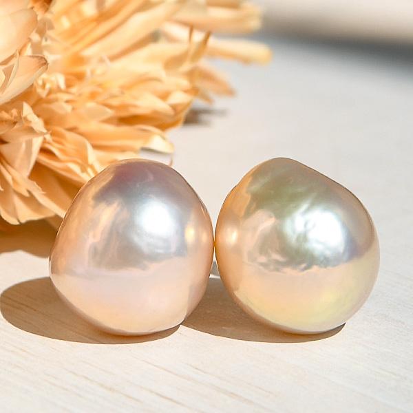 限定 11mm シャンパンカラー バロック 淡水真珠 ピアス/イヤリング