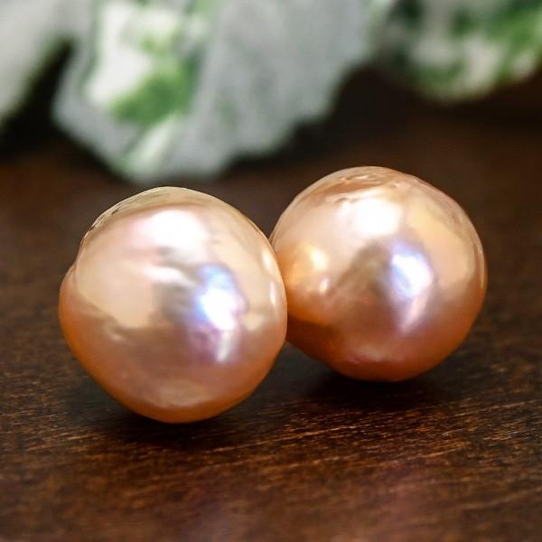 11mm シャンパンカラー バロック 淡水真珠 ピアス/イヤリング 11mm シャンパンカラー バロック 淡水真珠 ピアス/イヤリング