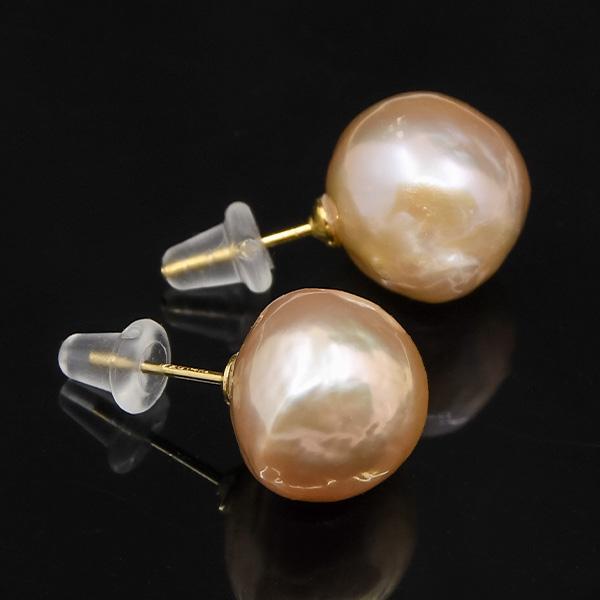 限定 11mm シャンパンカラー バロック 淡水真珠 ピアス/イヤリング