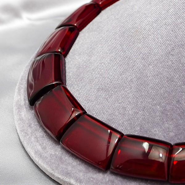 レッドアンバー ネックレス とろりとした 深い赤 大粒 琥珀 KA03