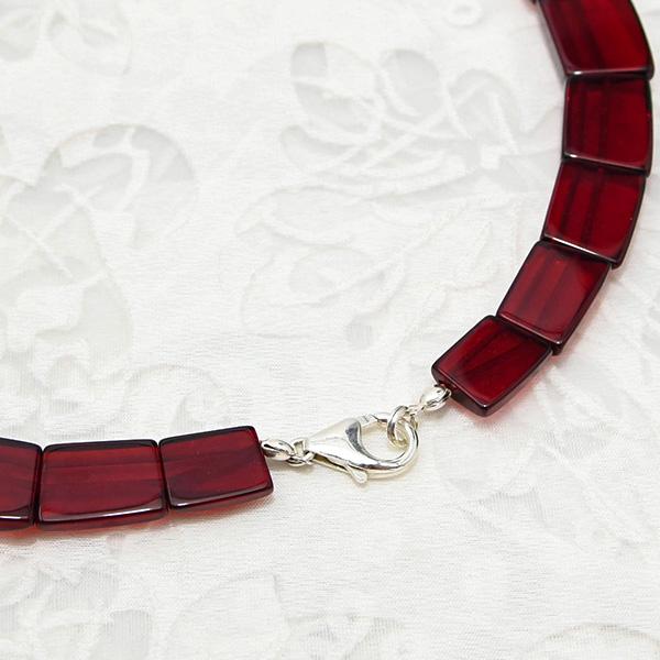 レッドアンバー ネックレス とろりとした 深い赤 大粒 琥珀 KA03