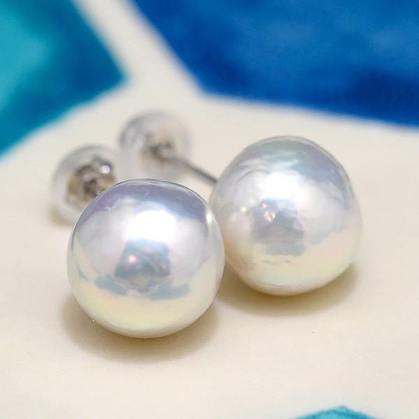 極てり 10mm バロック 淡水真珠 ピアス/イヤリング K18 K14 極てり 10mm バロック 淡水真珠 ピアス/イヤリング K18 K14