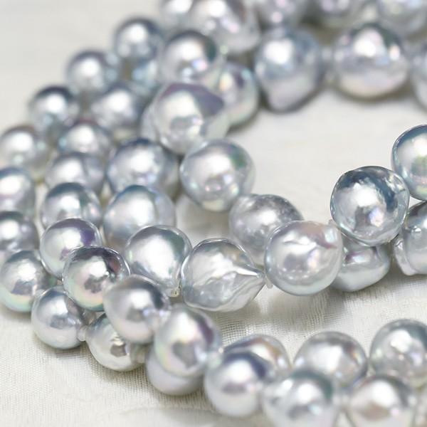 10mm ナチュラルブルー バロック アコヤ真珠 ロングネックレス 10mm ナチュラルブルー バロック アコヤ真珠 ロングネックレス