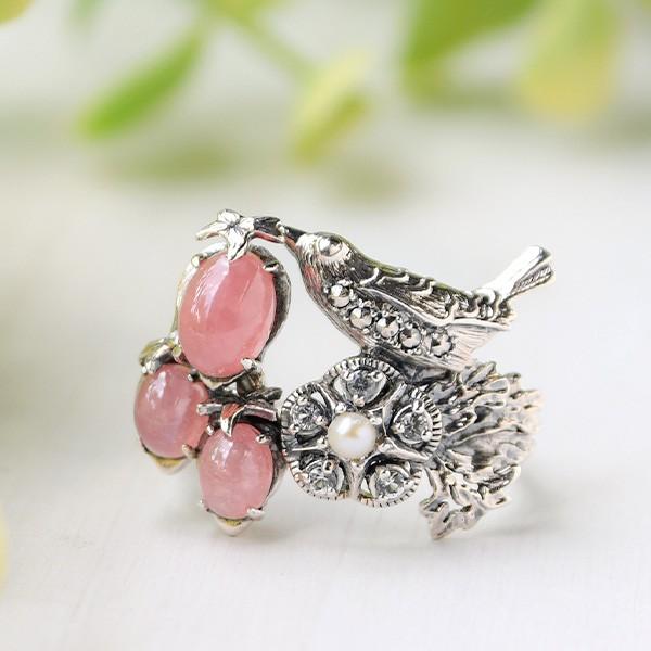 ウィリアム モリス 15号 碌山 いちご泥棒 silver ローズクウォーツ 碌山 ウィリアムモリス いちご泥棒 インカローズ リング 国内唯一の