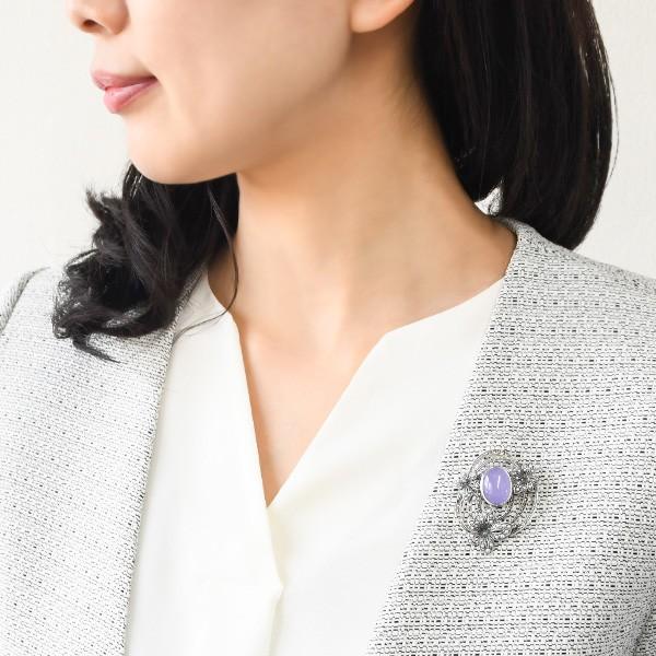 碌山 ラベンダー翡翠 シードパール ブローチペンダント 大粒ヒスイの