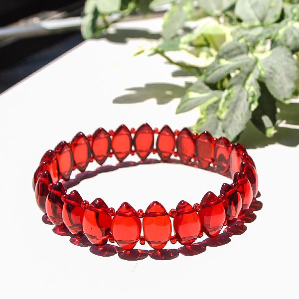 レッドアンバー ブレスレット ぷっくりみずみずしいマーキスシェイプ