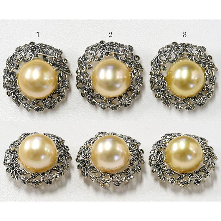 特大 16mm ゴールド 白蝶真珠 ブローチペンダント 碌山とルコリエの