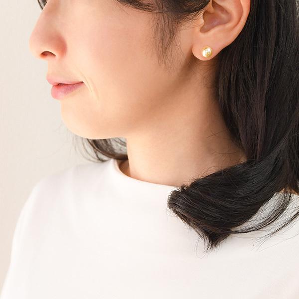7.5-8mm アコヤ真珠 ピアス イヤリング ゴールド 無調色の画像