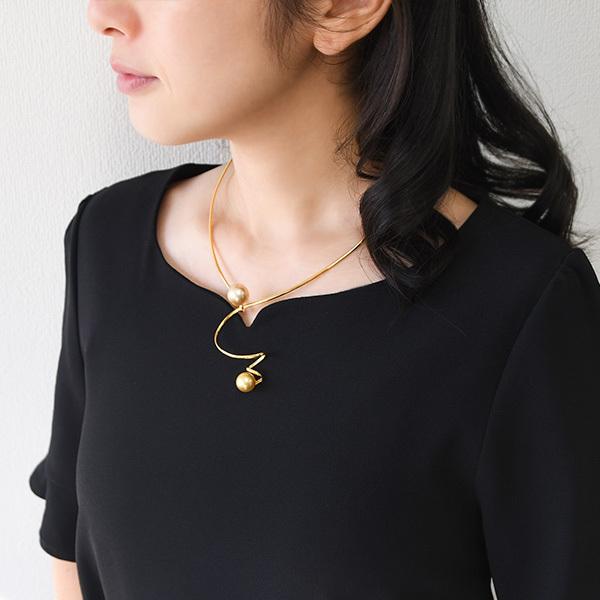 ゴールド 白蝶真珠 12mm 10mm オメガネックレス シルバー925  