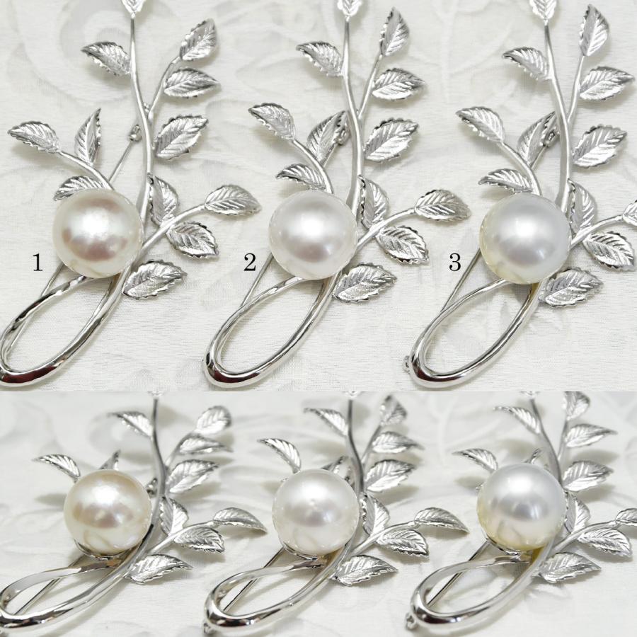 15mm 白蝶真珠 ボタニカル ブローチ 品よく華やかなワンポイント