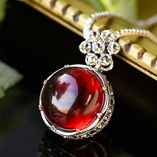 碌山 レッドアンバー ペンダントトップ 特注カラー！ コロンとつややか