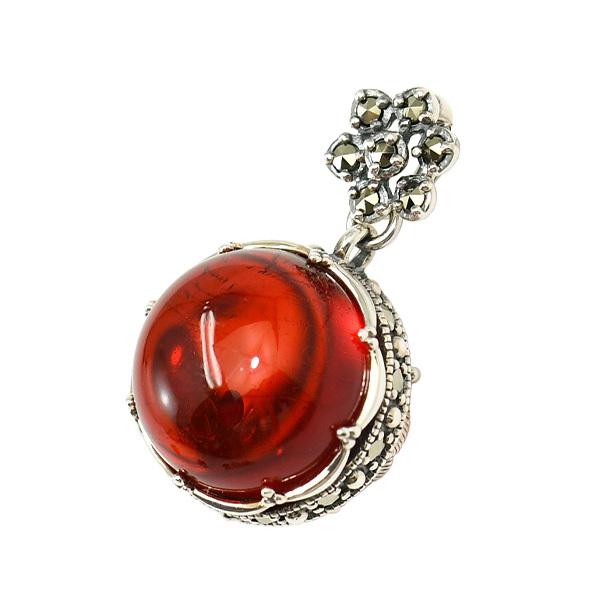 碌山 レッドアンバー ペンダントトップ 特注カラー！ コロンとつややか