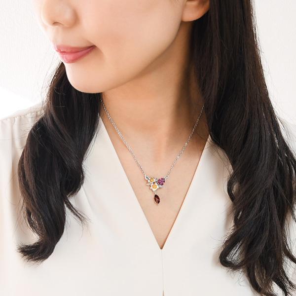 碌山 ルビー ガーネット 椿 ネックレス RP 702N0001-1 : ルコリエYahoo 