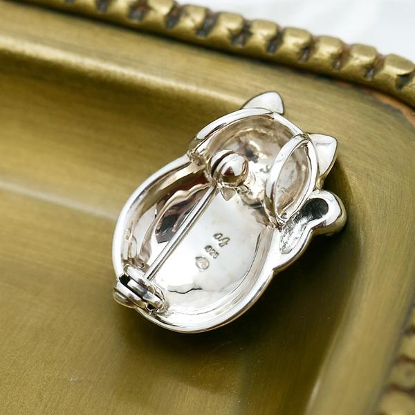 碌山 招き猫 ブローチペンダント 可愛く小粋な和のデザイン RP