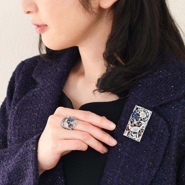 碌山 ウィリアムモリス いちご泥棒 オパール ブローチペンダント　 国内唯一のウイリアム モリスの公式ジュエリー William Morris 405C0005-1の画像