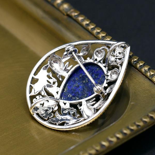 碌山 ウィリアムモリス 兄弟うさぎ ラピスラズリ ブローチペンダント