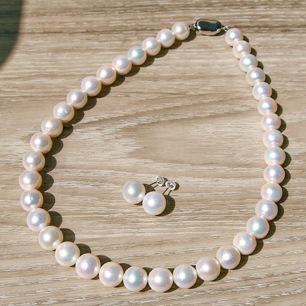 サイズアップ版】13mm てり特級 淡水真珠 ネックレス ピアス