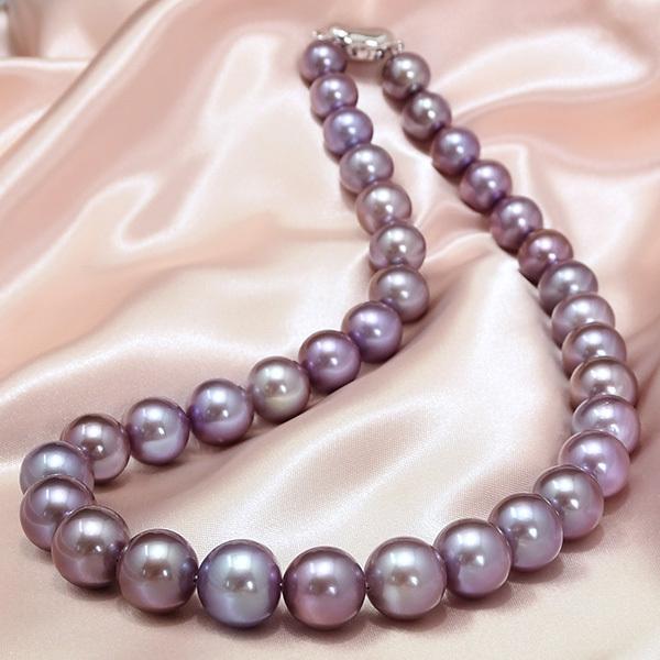紫*花様 真珠ネックレス ホワイト シルバー留め具 あこや真珠藤色組紐ラリエットネックレス｜FUJIMOTO PEARL&JEWELRY