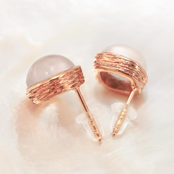キャンディカラーのピアス【ローズクォーツ】