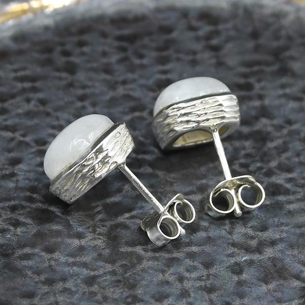 バイカラームーンストーンとクリア系天然石のピアス スクエアカボション 選べる 天然石 ピアス ぷるんとキュートなカラー