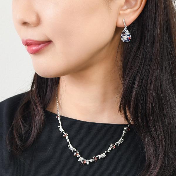 碌山 ウィリアムモリス いちご泥棒 ガーネット ピアス イヤリング　 国内唯一のウイリアム モリスの公式ジュエリー William Morris 405E0002-GCの画像