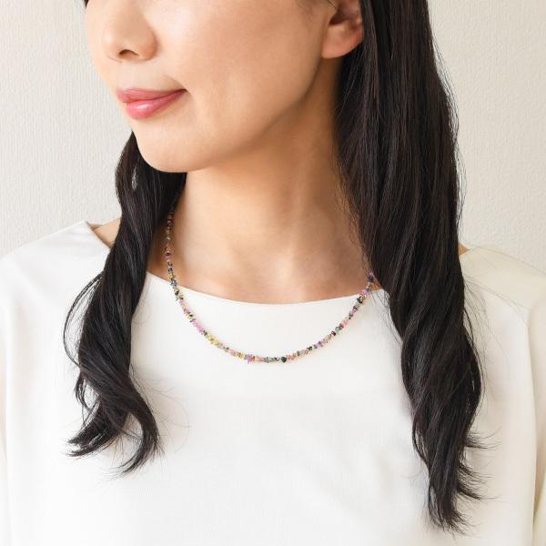 マルチカラー サファイア さざれ ネックレス NA11 : ルコリエYahoo!店 