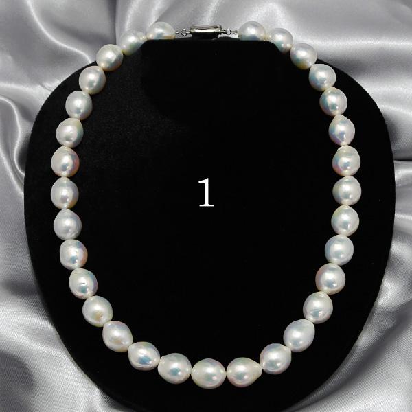 12mm 特級 バロック 淡水真珠 ネックレス てりてりメタリックな輝きの 